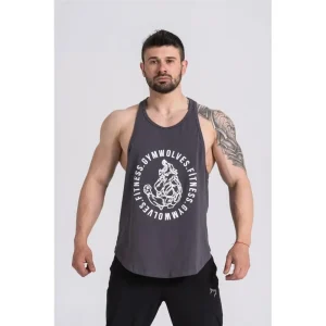 Gymwolves Man Sport Stringer Smoked | Workout Tanktop | Wolf Series |