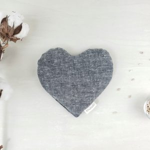Coussin réconfort Cœur pour bébé en coton biologique denim