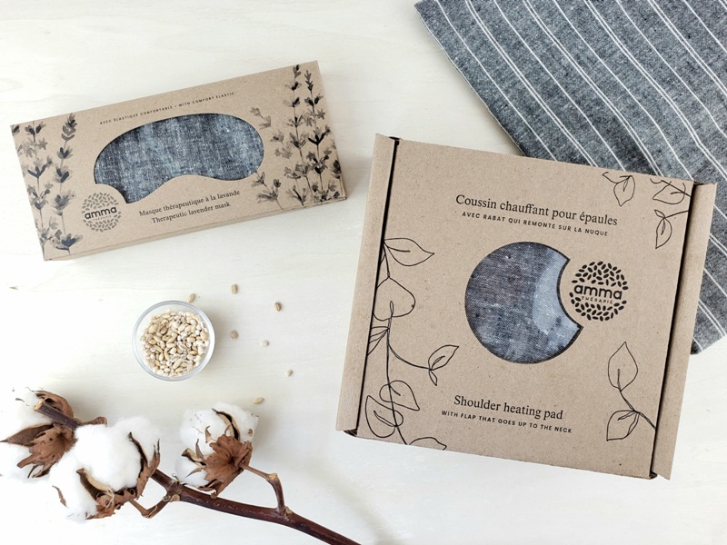 Duo Détente (coussin épaule & masque) coton biologique gris – Image 2