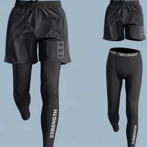 Legging de sport 2-en-1 pour homme – Short intégré & Training – Performance & Confort