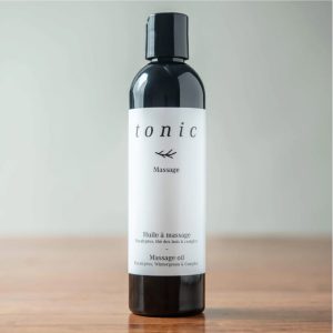 Huile de massage apaisante – Eucalyptus, thé des bois et camphre