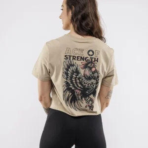 ACE OF STRENGTH Crop top femme | Haut d’entraînement coton bio avec imprimé coq