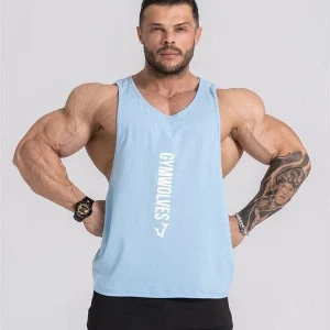 Gymwolves Man Sport Stringer | Light Blue | Workout Tanktop | Comfortable Series |