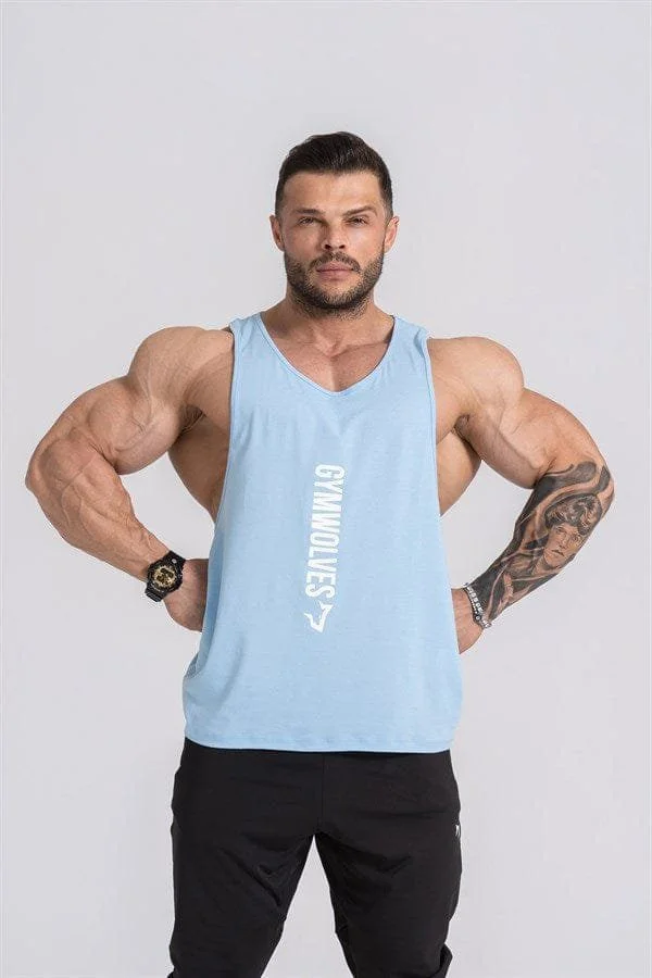 Gymwolves Man Sport Stringer | Light Blue | Workout Tanktop | Comfortable Series |