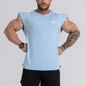Gymwolves Man Sport T-Shirt Light Blue | Critical Sleeve Cut | Workout T-Shirt |